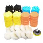 50Pcs 80mm 3" Inch Buffing Polishing Sponge Pad Buffer Kit For Electric Car Auto Polishers With Drill Adapter