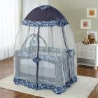 Big Oshi Portable Playard Deluxe Bundle - Nursery Center With Canopy Net Topper - Medium Size - Lightweight, Compact Design, Includes Carry Bag - Perfect for Indoor or Outdoor Backyard Use, Navy
