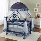 Big Oshi Portable Playard Deluxe Bundle - Nursery Center With Canopy Net Topper - Medium Size - Lightweight, Compact Design, Includes Carry Bag - Perfect for Indoor or Outdoor Backyard Use, Navy