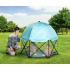 Regalo 6 Panel Foldable and Portable Play Yard with Carrying Case and Full UV Canopy, Aqua