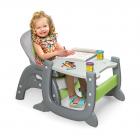 Badger Basket Envee II Baby High Chair with Playtable Conversion, Gray and Green