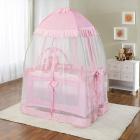 Big Oshi Portable Playard Deluxe Bundle - Nursery Center With Canopy Net Topper - Medium Size - Lightweight, Compact Design, Includes Carry Bag - Perfect for Indoor or Outdoor Backyard Use, Pink