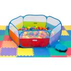 EWONDERWORLD 40” Rainbow Hexagon Pop Up Ball Pit Playpen with Carrying Tote