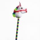 Ponyland Giddy-Up Fantasy 28" Stick Horse Plush, White Unicorn w/sound