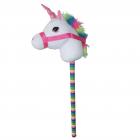 Ponyland Giddy-Up Fantasy 28" Stick Horse Plush, White Unicorn w/sound