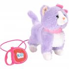 Kid Connection 9" Plush Cat Walking Pet, Purple & White with Pink Collar