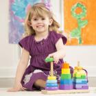 Melissa & Doug Geometric Stacker Toddler Toy (Developmental Toys, Rings, Octagons, and Rectangles, 25 Colorful Wooden Pieces)