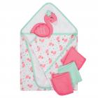Gerber Baby Girl Terry Hooded Towel and Washcloth Set, 10pc