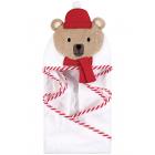 Hudson Baby Animal Face Hooded Towel, Bear with Scarf