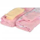 Spasilk 2 Hooded Towel 2 Washcloths Set, Pink Butterfly