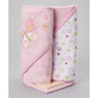 Spasilk 2 Hooded Towel 2 Washcloths Set, Pink Butterfly