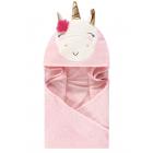 Luvable Friends Baby Boy and Girl Cotton Terry Animal Hooded Towel, Pink Unicorn