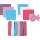 Baby Boy and Girl Washcloths, 12-Pack with Bath Toy - Pink
