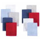Little Treasure Luxuriously Soft Washcloths, 10 Pack, Blue Red