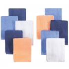Little Treasure Luxuriously Soft Washcloths, 10 Pack, Blue Orange