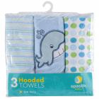 Spasilk 3 Hooded Towel Set, Blue Whale
