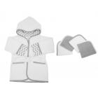 American Baby Company Hooded Terry Cloth Bath Robe and 4 Piece Organic Cotton Washcloth, Grey Zigzag, for Boys and Girls