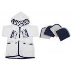 American Baby Company Hooded Terry Cloth Bath Robe and 4 Piece Organic Cotton Washcloth, Grey Zigzag, for Boys and Girls