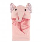 Little Treasure Animal Face Woven Terry Hooded Towel - Floral Elephant