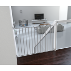 Perma 24.4 in – 40 in wide & 29 in tall Extending Metal Baby Gate W/ Locking Indicator, White