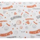 Bacati - Sports Muslin 2pc Security Blankets with Sateen Trim, Basketball Orange/Grey