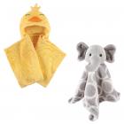 Hudson Baby Boys' Hooded Blanket & Security Blanket (Choose Your Color)