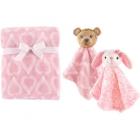 Hudson Baby Girls' Plush Blanket with Security Blankets, 2-Pack, Choose Your Color