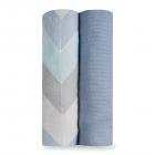 aden by aden + anais silky soft swaddle 2 pack, ziggy blue