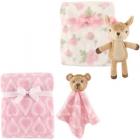 Hudson Baby Girls' Plush Blanket (2-Pack) with Plush Toy and Security Blanket, Choose Your Color