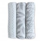 Cotton Muslin Swaddle Blanket 3 Pack Classic Grey