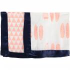 Bacati Coral & Navy Olivia Tribal Feathers & Triangles Muslin Security Blankets 2 ct Pack