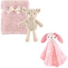 Hudson Baby Girls' Plush Blanket, Security Blanket and Toy, Choose Your Color