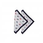 Bacati - Little Sailor Boats/Whales Muslin 2-Piece Security Blankets with Sateen Trim, Blue/Red