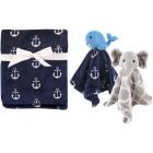 Hudson Baby Boys' Plush Blanket with Security Blankets, 2-Pack, Choose Your Color