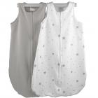 100% Cotton Wearable Blanket Sleep Bag 2 Pack Grey Stars and Solid Grey Medium 3-6 Months