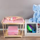 Baby Doll Changing Table for 18” Dolls & Stuffed Animals- Wooden Diaper Station, Changing Pad, Storage Basket by Hey! Play!