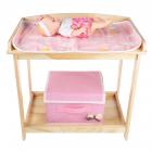 Baby Doll Changing Table for 18” Dolls & Stuffed Animals- Wooden Diaper Station, Changing Pad, Storage Basket by Hey! Play!
