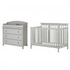 South Shore Cotton Candy Classic Changing Table and Crib Set, Soft Gray
