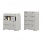 South Shore Reevo Changing Table and 4-Drawer Chest Set, Multiple Finishes