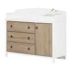 South Shore Cotton Candy Changing Table with Station, Pure White and Rustic Oak
