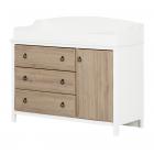 South Shore Cotton Candy Changing Table with Station, Pure White and Rustic Oak