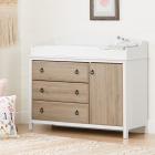 South Shore Catimini Changing Table with Removable Changing Station, Pure White and Rustic Oak