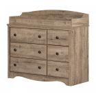 South Shore Angel Changing Table 6-drawers, Weathered Oak