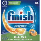 Finish Gelpacs Dishwasher Detergent, Orange Scent, 84 Count