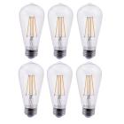 6 Pack Bioluz LED Pendent Light Bulbs, 60 Watt Replacement with Antique Vintage Design, Dimmable Filament ST64 Squirrel Cage E26 Base 2700K Warm White UL Listed