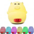 GLIME Night Light Alarm Clock for Kids Cute Pig Children Bedrooms party decorations & favors Clock USB LED Lights Silicone Baby Nursery Lamp Color Changing Best Gifts