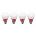Energetic LED Color Light Bulbs, 3W (40W Equivalent), Pink, A19 Shape, E26 Base, UL Listed, 4-count