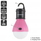 Portable LED Tent Light Bulb- 2 Pack Hanging Lights with 3 Settings and 60 Lumen By Wakeman Outdoors (Pink) (For Camping Hiking Tents and Emergency)