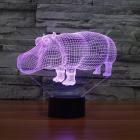 3D illusion Visual Night Light Hippo Shape Table Desk Lamp with 7 Colors LED Change Bedroom Home Decor Gift