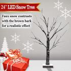 Sunrise 24 Inch Snow Covered Lighted Tree 24L LED Night Light Lamp Weddings Parties Decorations No Cords Outlets Needed